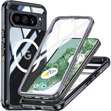 Funda antigolpes para Google Pixel 8 Pro con protector de pantalla para MagSafe, color negro. (1/5)