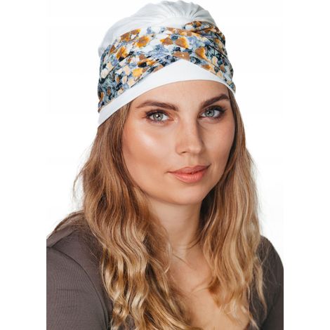Turban de printemps pour femme Lena écru-442, foulard doux, également à porter après une chimiothérapie (1/5)