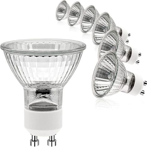 Pack de 6 GU10 50W Ampoules Halogènes Réflecteur, Dimmable Projecteur, MR16 Ampoule Spot Halogène, 500LM, Blanc Chaud 2700K, 45 °Faisceaux, Base à 2 Broches, Lampe à Réflecteur, AC 230V (1/5)