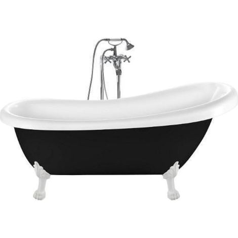 Freistehende Badewanne RICHMOND schwarz Löwenfüße WEISS 171