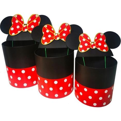 Caja de flores de 3 piezas redondas Micky roseta roja
