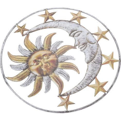 Décoration Murale Soleil et Lune en Fer, 1 Pièce, Jaune (1/5)
