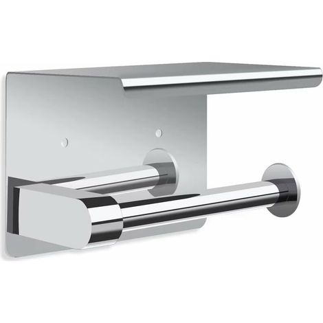 royaluxe - Porte Papier Toilette, Support Papier Rouleau sans Percage Derouleur Papier WC,Distributeur Papier avec Tablette, Acier INOX SUS 304 (1/5)