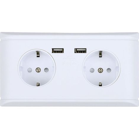 Multifunktionale EU-Steckdose mit zwei USB-Anschlüssen zum Laden von Mobiltelefonen, 250 V (1/5)