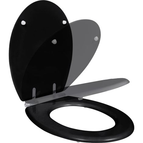Siège de toilette MDF Couvercle à fermeture en douceur Noir