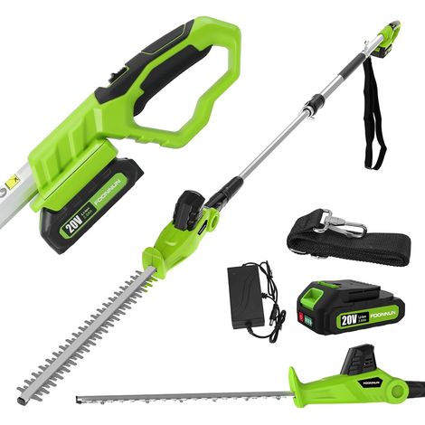 Taille Haie Télescopique Sans Fil, Taille-Haies Électrique Sans Fil 20V 2.0Ah, (Longueur: 41cm,Capacité: 16mm), Multifunktion Taille-Haies, Avec 1 Batterie Chargeur, Pole D'extension De Cutter (1/5)