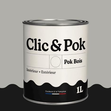 Peinture Bois Extérieur – POK BOIS - 1L - RAL 7038 - Gris agate- Résistante aux intempéries - Ne s'écaille pas