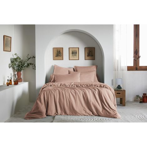 Housse de Couette 240 x 220 cm - Satin d’Eucalyptus Uni Lysandre Blush (1/4)