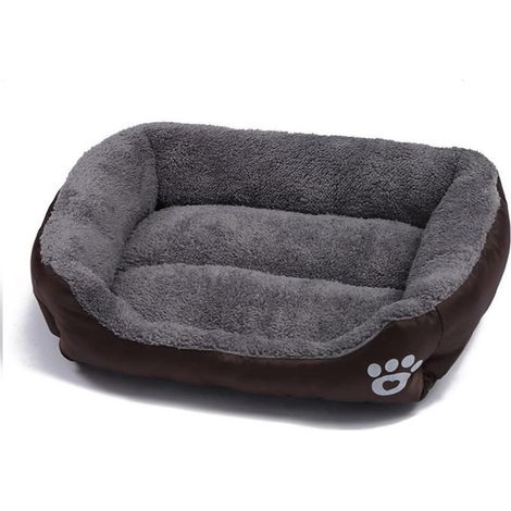 Hundebett 2XL (95x72cm) Kaffee, viereckig, flauschig weich für Hunde & Katzen
