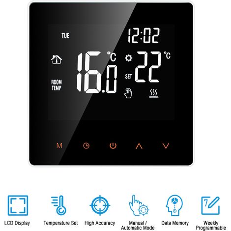 Thermostat de chaudière eau/gaz - écran tactile - programmable - pour maison, bureau, hôtel - fonction antigel (1/5)