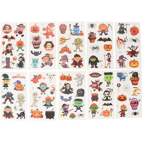 10 autocollants visage & corps maquillage Halloween fête cosplay déco cartoon mignonne pour enfants (1/5)