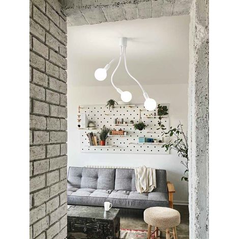 Plafonnier Blanc En Gomme Série 6678, Diamètre 39 Cm, Hauteur 81 Cm, 3Xe27 Max 60W, Design Moderne Et Élégant Par Perenz Pour Votre Intérieur.
