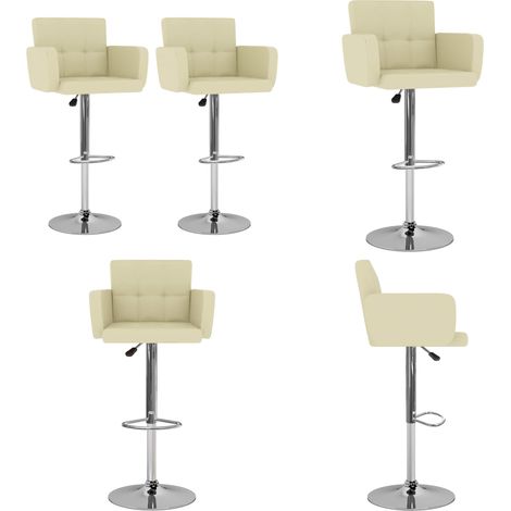 Taburetes de cocina 2 unidades cuero sintético color crema - Asiento ajustable - Taburete de bar