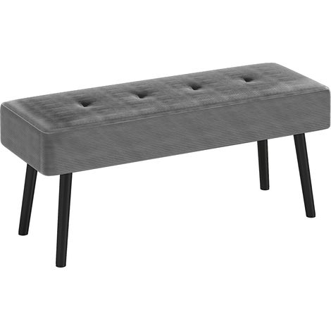 End of Bed Bench, Corduroy Bedroom Bench with Thick Padding and Steel Legs, Tufted Window Seat for Entryway, Living Room, Grey (1/5)