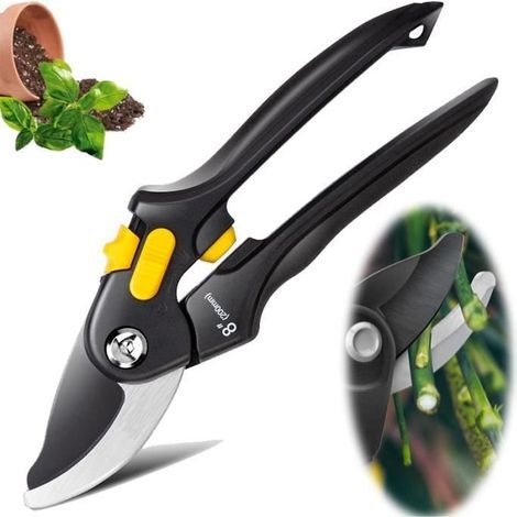Professional Garden Pruner - SK5 Steel Blade - Ergonomic Handle - Enhanced Safety - 21 x 6.6 cm