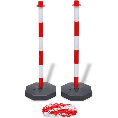 Poteau avec chaîne de sécurité de 10 m en plastique (1/3)
