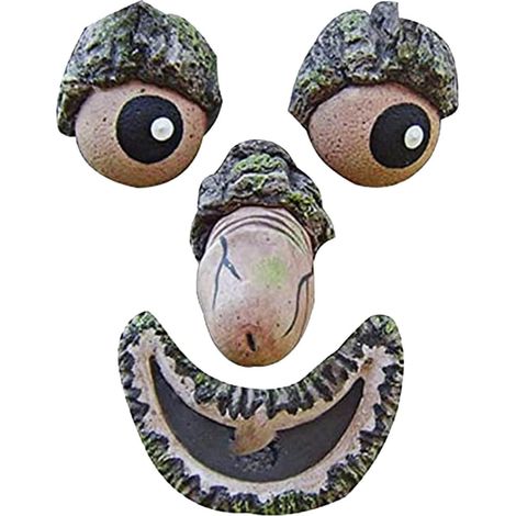 Décoration d'extérieur amusante pour le visage de l'arbre - Mangeoire pour oiseaux - Distributeur de nourriture - Accessoires de jardin féérique - Mangeoire pour oiseaux sauvages