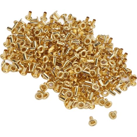 500 Pcs Rivets Creux Laiton DIY, Rivets Décoratifs Percés, Boucles Œillet Cuivre 4.8x2.3x5.5mm pour Projets Créatifs (1/5)