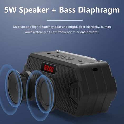 1 Enceinte Bluetooth portable, V5.1, 5 W, 171 x 63 x 73 mm, batterie 1200 mAh, entrée auxiliaire, radio FM, lecteur MP3/TF (1/5)