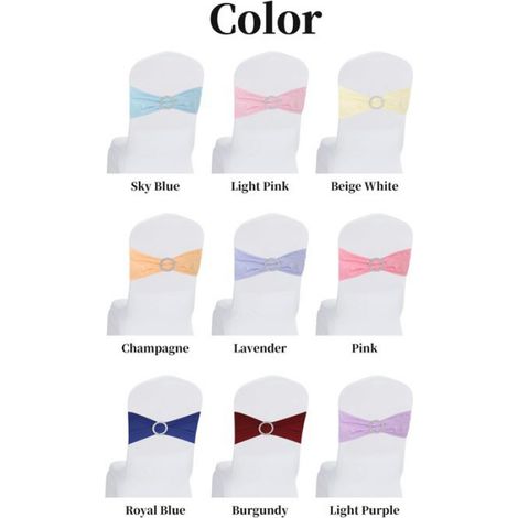 Ruban de dossier de chaise Bandes de Housse de Chaise en Spandex avec Boucle Coulissante Violet Clair 10Pcs (1/5)