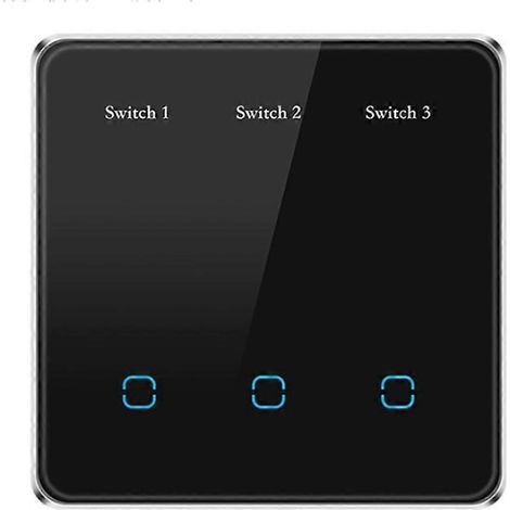 Interrupteur tactile en verre Tuya Smart Home WiFi avec affichage lumineux, compatible Google Alexa, à trois positions, noir. (1/5)