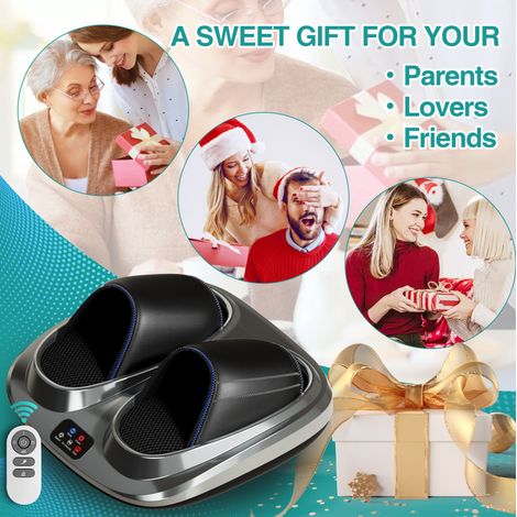 Appareil de massage des pieds shiatsu avec 3 niveaux d'intensité, chaleur, compression par air, housse amovible et protection contre la surchauffe (1/5)
