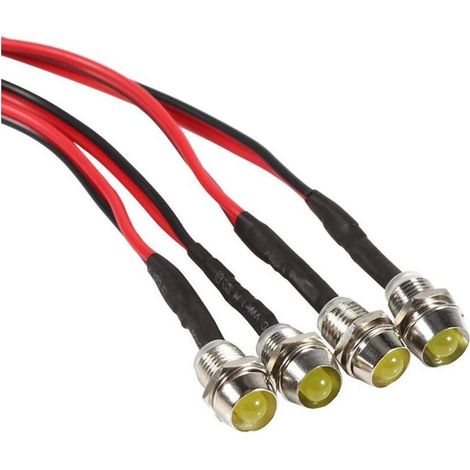 voyant 12v batterie, 4Pcs 12v 8mm LED Indicateur Panneau Pilote Dash Avertissement Voyant de Lumière Lampe De Voiture Van Bateau(Jaune) (1/4)