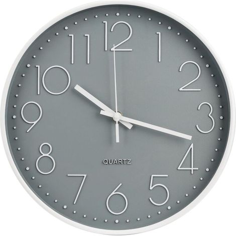 Horloge murale ronde élégante - Mouvement à quartz totalement silencieux - Facile à accrocher - Design 3D (1/5)