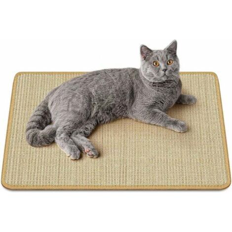 Tapis griffoir pour chat en sisal naturel – Tapis à gratter anti-dérapant 40x60cm – Protection pour meubles et griffes – Marron (1/5)