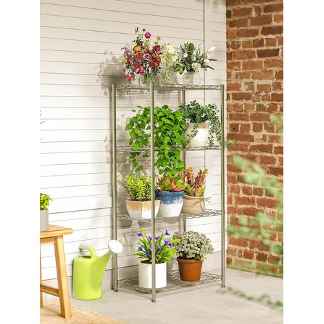 4-Layer Metal Shelving Unit, Adjustable Shelf Height Storage Shelves, Multifunctional Modern Kitchen Storage Unit, Maximum Load-bearing 50KG, Suitable for Bathroom and Kitchen120x56x35cm (1/5)