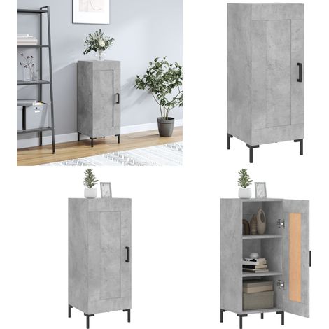 Buffet Gris béton 34,5x34x90 cm Bois d'ingénierie - Buffet Design - Meuble Rangement - Armoire Gris - Mobilier Salon - Commode - Home & Living (1/5)