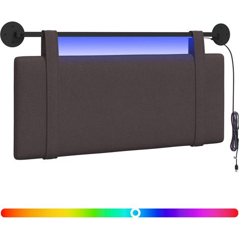 Testiera sospesa Con luce LED Marrone Scuro Tessuto vidaXL