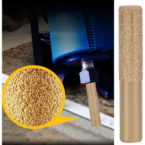 Crezuo 12,7 x 13,5 x 75 mm Diamantfräser mit geradem Schaft und Goldverlötung für Quarz, Stein und Marmor