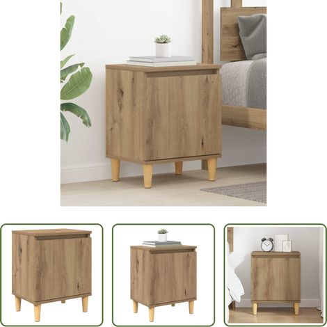 Rangement chambre - Cabinet de chevet Chêne artisanal 40 x 30 x 50 cm (1/5)