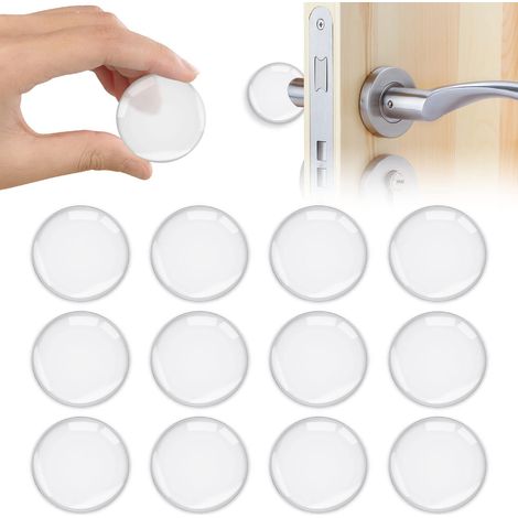 Set mit 12 runden, selbstklebenden, transparenten Türstoppern zur Wandmontage zum Schutz von Wänden, Kühlschränken und Schränken