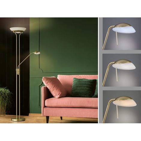 LED Deckenfluter POOL Messing mit Leselampe dimmbar, Höhe 182cm (1/5)
