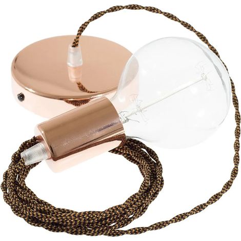Lámpara colgante creative-cables tz22 cable textil efecto seda cobre (1/3)