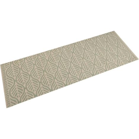 Tappetino da cucina lavabile con stampa a foglie 150 x 45 cm antiscivolo morbido elegante finitura in velluto verde 020056471