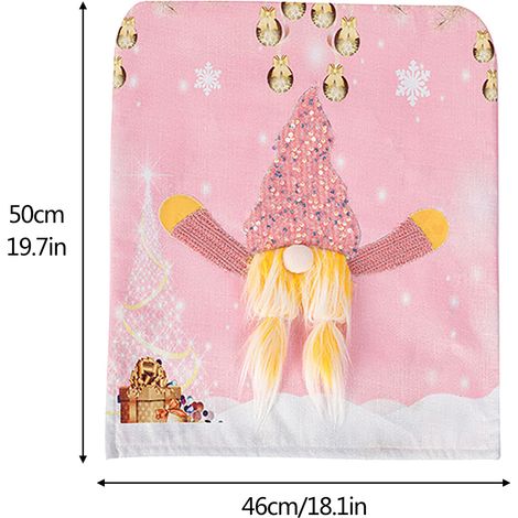Lot de 2 housses de chaise décoratives douces en forme de gnome avec lumière intégrée, rose, pour salle à manger, salle de banquet ou cuisine. (1/5)