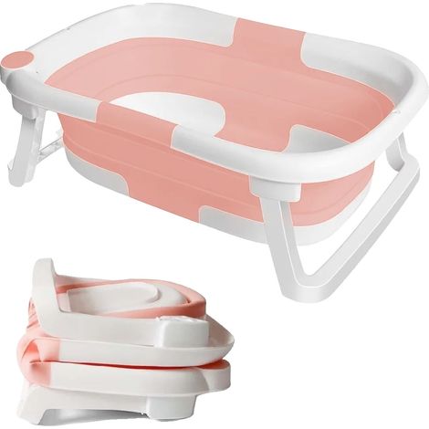 Bañera para bebé, diseño plegable, indicador de temperatura de seguridad, color rosa. (1/2)
