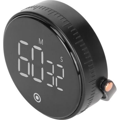 3-Zoll-LED-Digitaltimer, drehbar, magnetisch, geräuscharm, ABS-Gehäuse, Silikonknöpfe, Küchentimer, Schwarz (1/5)