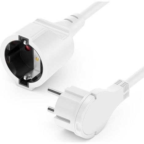 15m Câble d'alimentation Rallonge avec Fiche Plate Contact de Protection Électricité Câble Renouvellement 3680W Ménage Bureau Multimédia Blanc (1/5)