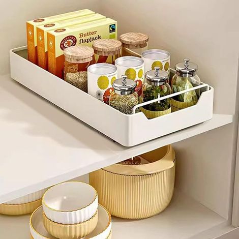Organisateur de placard coulissant, tiroir de cuisine télescopique, tiroirs coulissants extensibles pour placards de cuisine, sans perage, 20 x 43 x 7 cm (1/5)