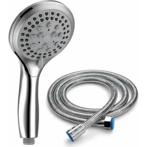 Pommeau de douche avec flexible de 1,5 m, 5 modes universels, douchette chromée et douchette flexible, douchette haute pression salle de bain (1/5)