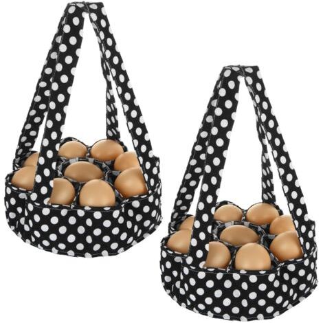 BUNTHAUS Lot de 2 paniers à œufs, paniers à œufs avec 9 pochettes, mini sacs de collecte d'œufs en toile pour poulet, poule, canard, oie, caille, œufs, ménagère, jardin, transport de stockage (1/5)