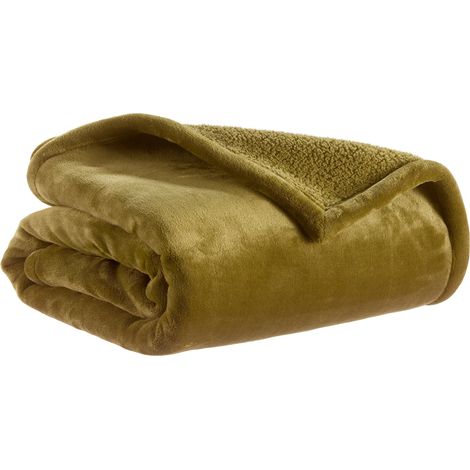 VIVARAISE - Plaid Michka Vivaraise - Romarin, 180 x 220 cm, Doublure Douceur Imitation Mouton