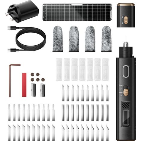 Kit de coupe ultrasonique, outil de coupe portatif 40KHz avec 50 lames remplaçables, lumière LED, verrouillage enfant, prise britannique (1/5)