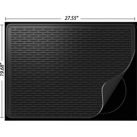Set de 2 protections de cuisinière en silicone noir, tapis résistant à la chaleur pour plaque de cuisson, antidérapant, réutilisable, 60x40 cm (1/4)