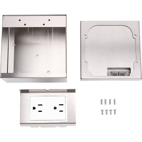 Prise cachée encastrée en acier inoxydable, sortie de sol, avec doubles sorties à 3 broches, pour comptoir de table (1/5)