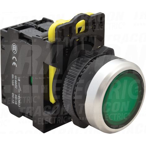 Pulsador luminoso, verde 1xNO, 5A/230V IP65, LED (1/2)
